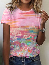 T-shirt décontracté à imprimé sensibilisation au cancer du sein pour femmes